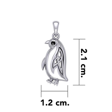 Celtic Spirit of The Antarctic Penguin Silver Pendant with Gem TPD6010 - Jewelry